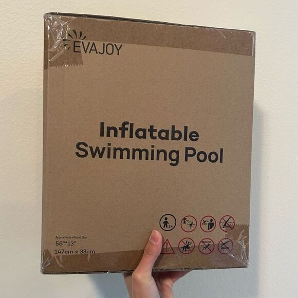 NWT Inflatable Kiddie Pool, 58'' x 13'' Ground Swimming Pool for Kids - Picture 4 of 14